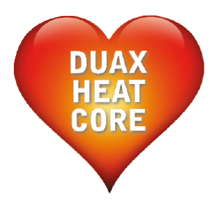 graphic of a heart with the text duax heat core