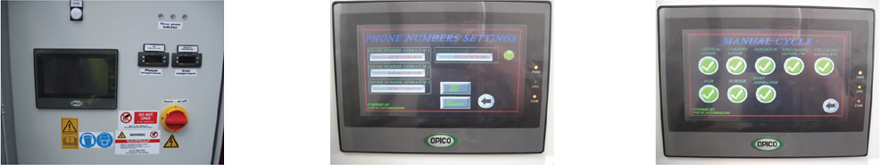 Image showing a variety of touch screens used on OPICO grain dryers