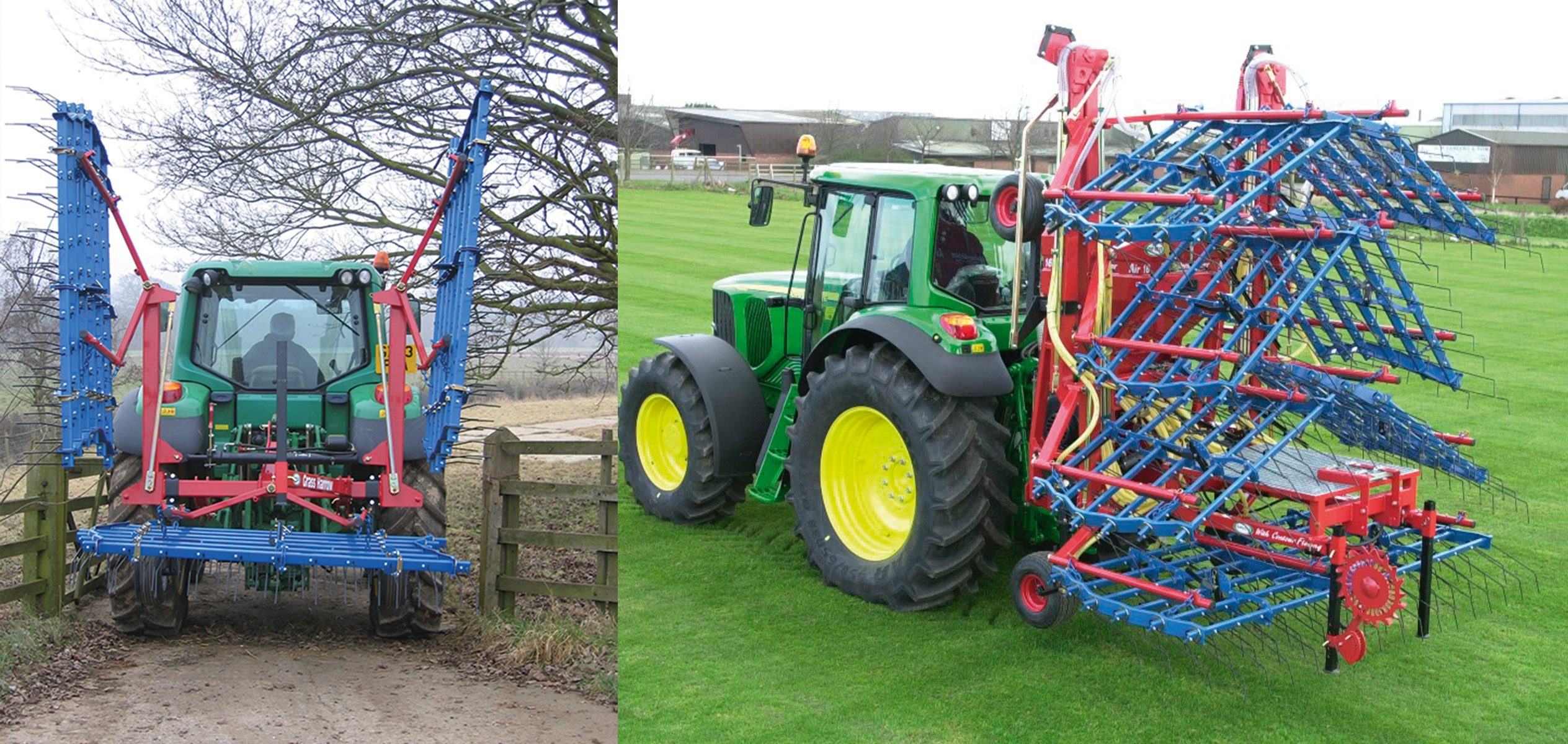 Grass harrow folding system