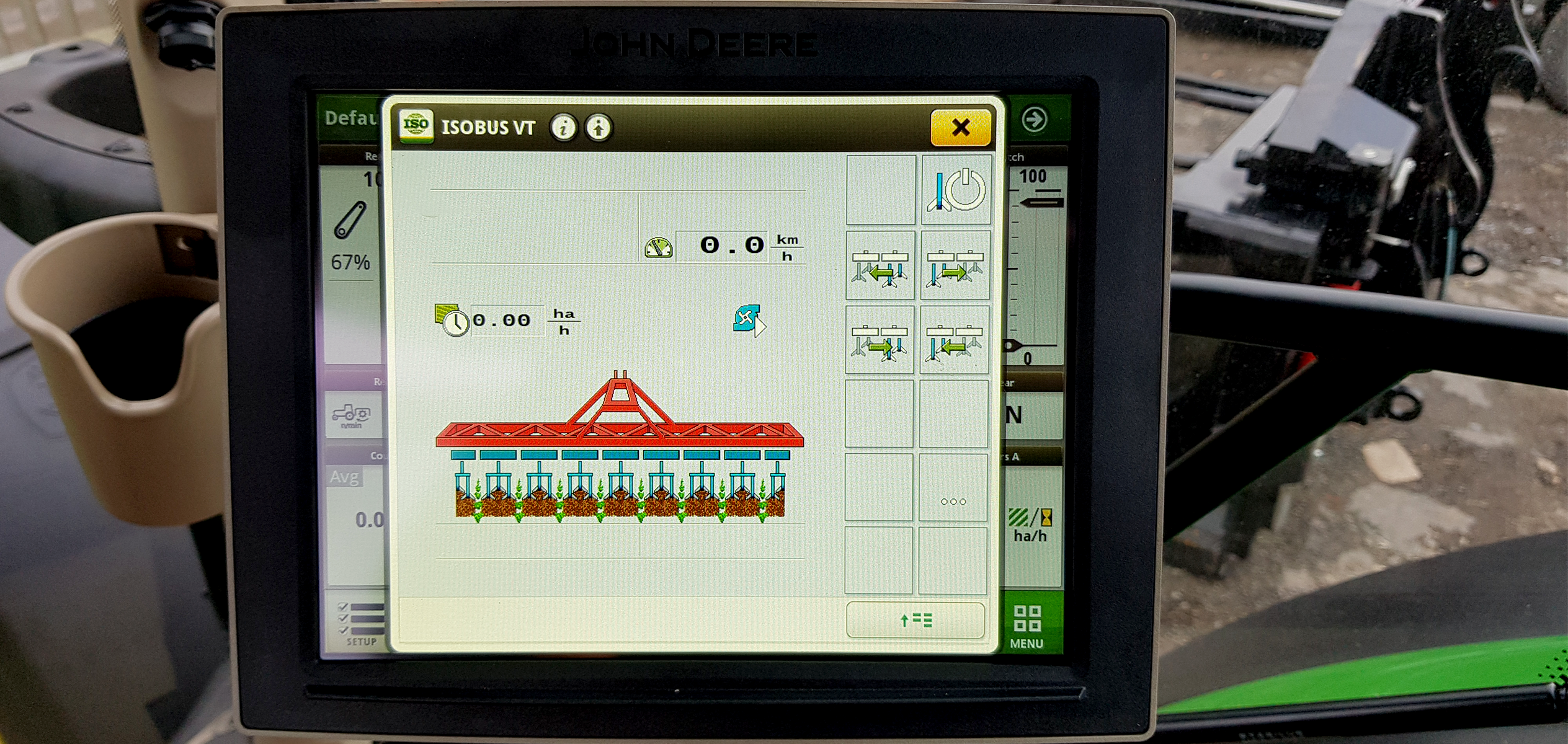 ISOBUS section control view for OPICO Inter-Row Cultivator