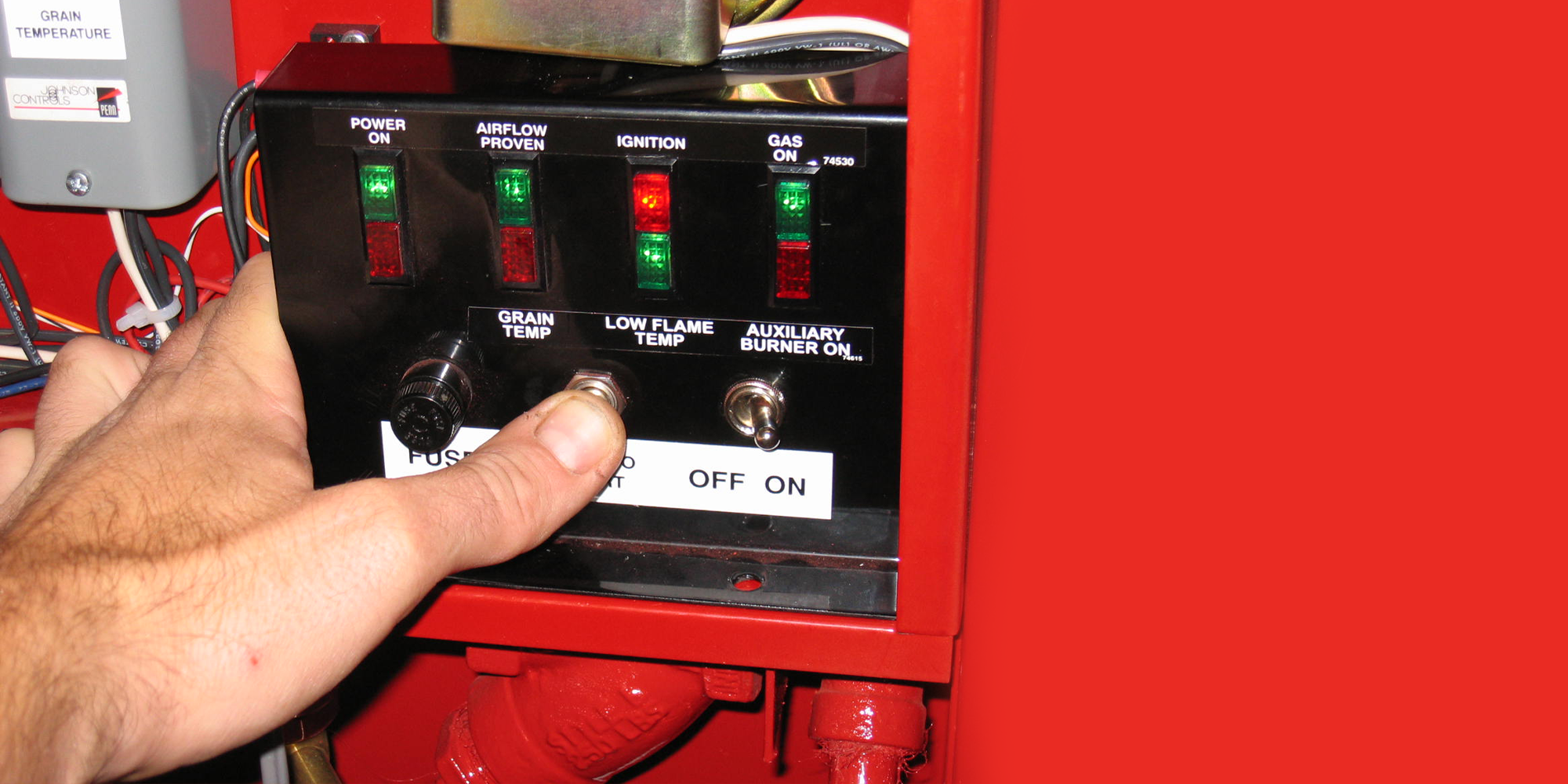Push Button Controls on OPICO GT Gas Grain Dryer